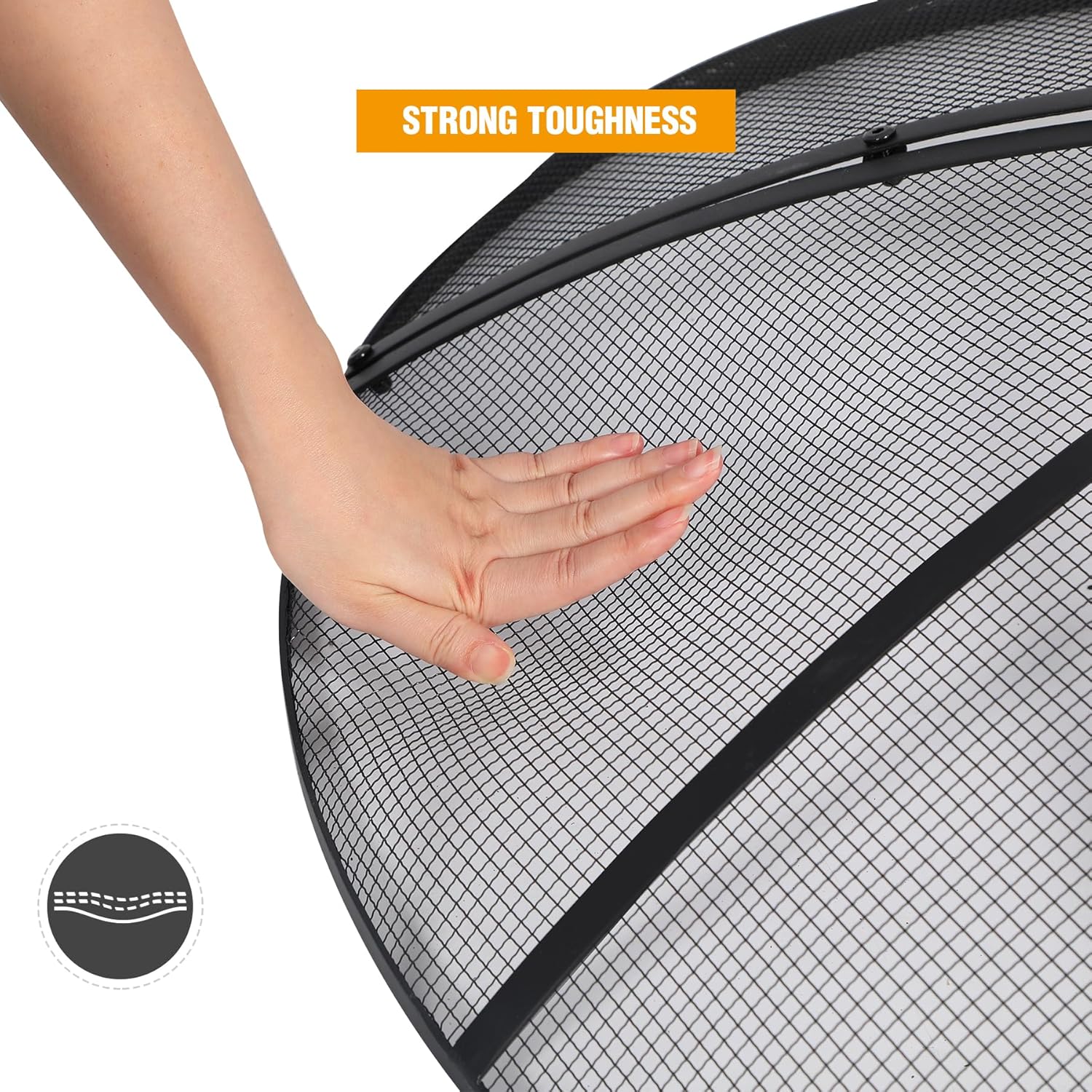 Lineslife Fire Pit Spark Screen 40 Inch Cover Round, Heavy Duty Collapsible Outdoor Fire Pit Mesh Screen, Metal Fire Pits Top Lid with Ring Handle for Patio Backyard, Black
