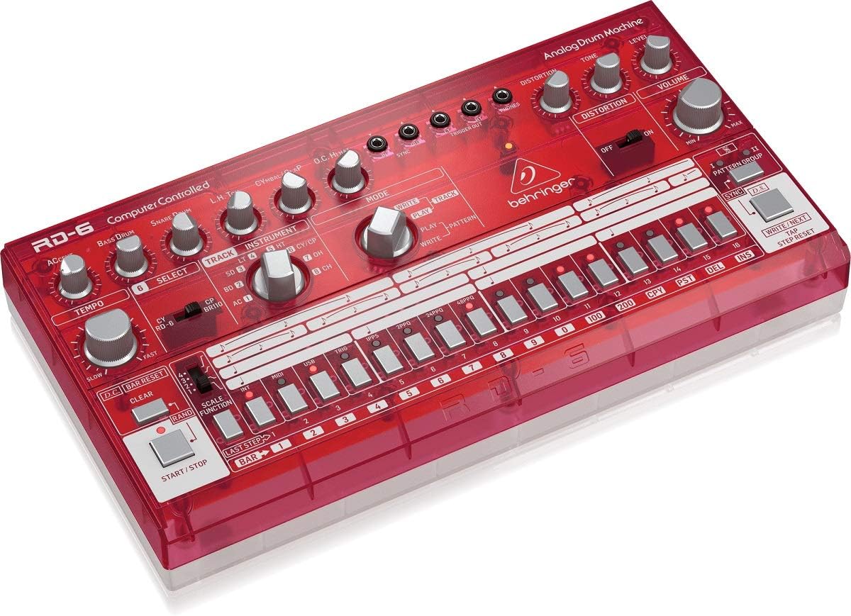Behringer RHYTHM DESIGNER RD-6-SB Analog Drum Machine with 8 Drum Sounds, 64 Step Sequencer and Distortion Effects