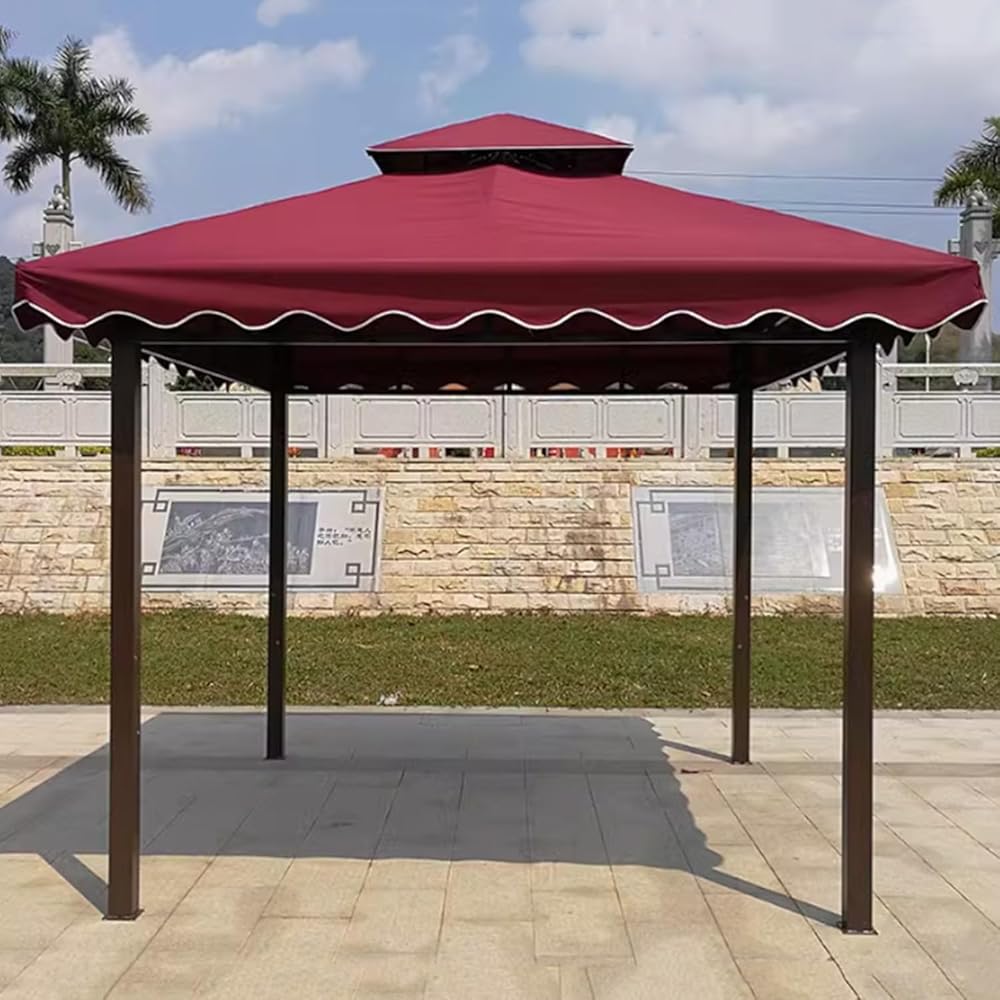 Outdoor Double Roof Gazebo, Pop Up Canopy Tent, Patio Metal Roof Sun Shade Shelter, High Temperature Paint Anti-Rust Process, for Garden, Patio