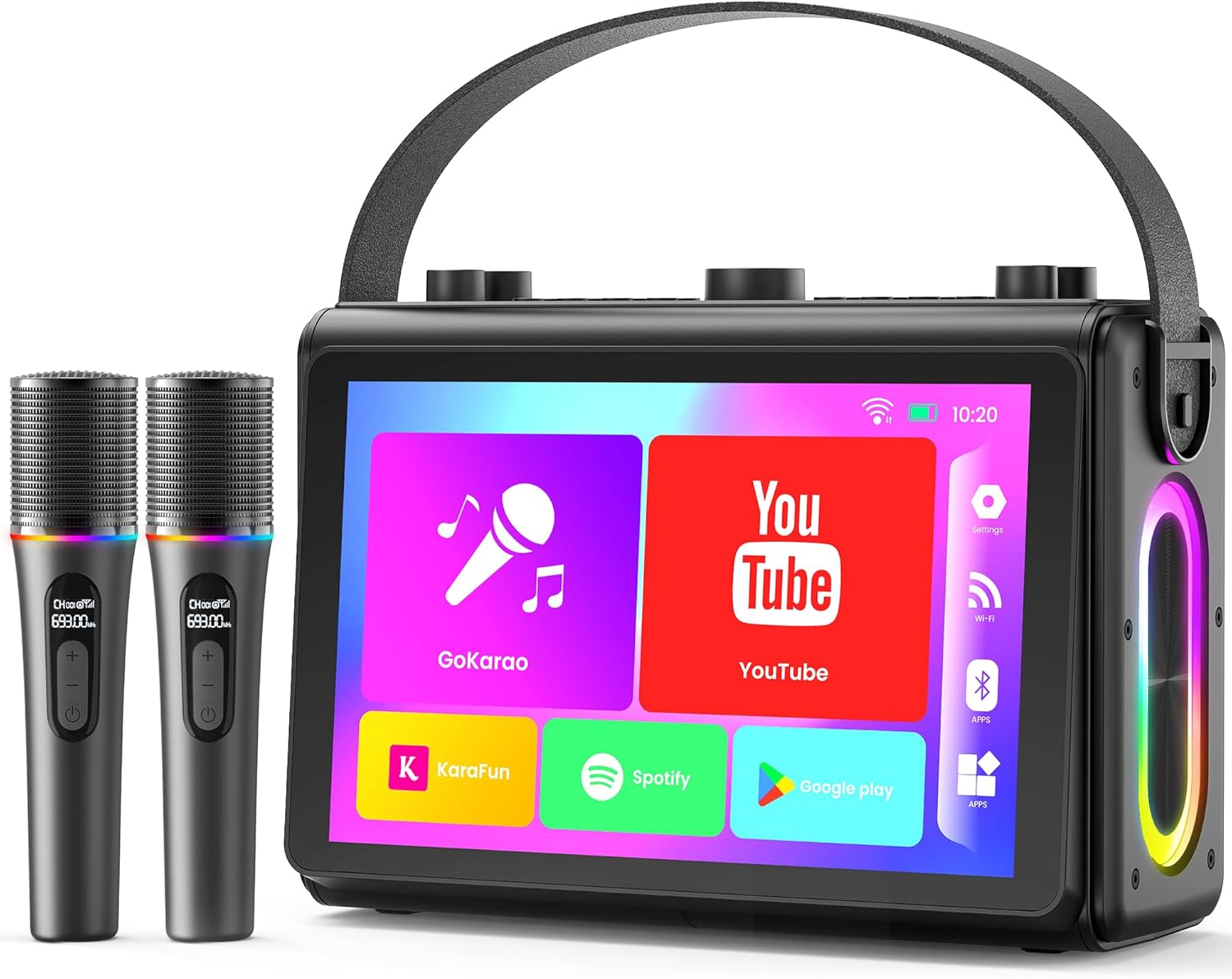 Karaoke Machine for Adults, Built-in Lyrics Display and HD Screen, Supports WiFi Bluetooth HDMI USB TF and Echo, Portable Karaoke System with 2 Wireless Microphones for Home Party Christmas