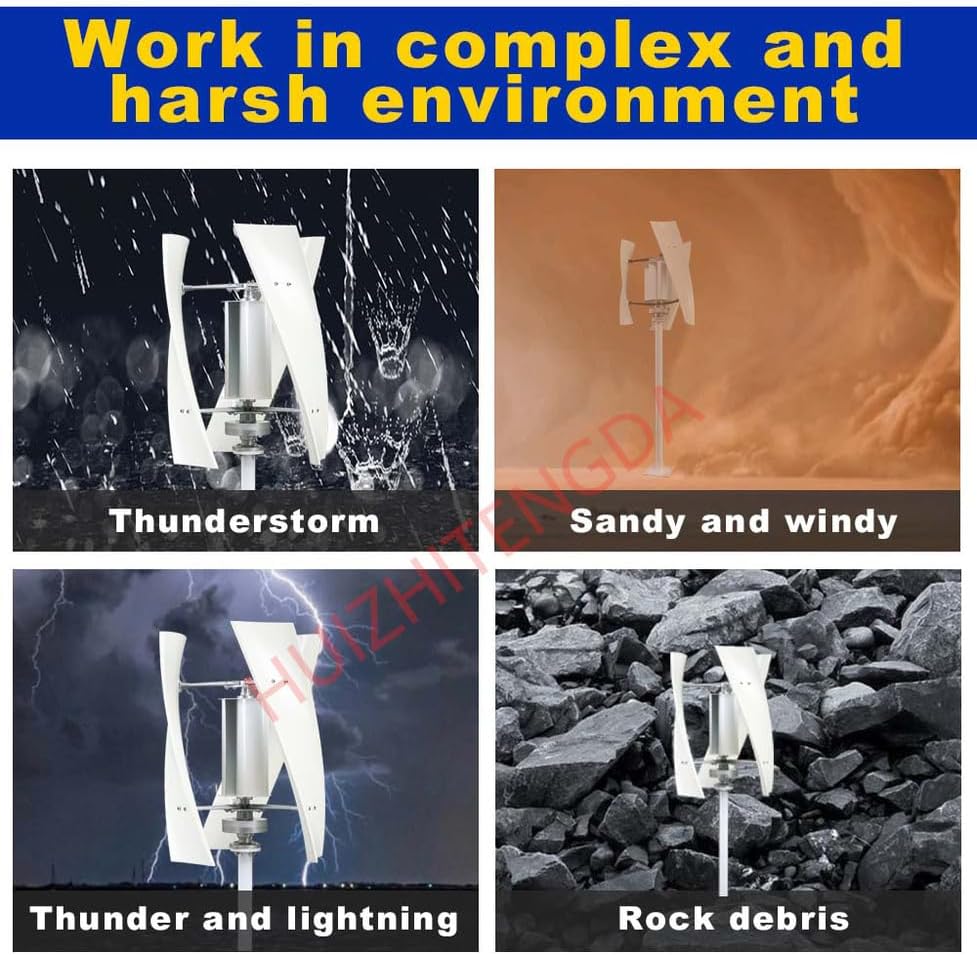 10000W Vertical Wind Turbine Generator 12V/24V/48V 220V with 3 Blades & Controller Low Wind Speed, Noiseless Household Wind Turbine Generator Easy to Assemble