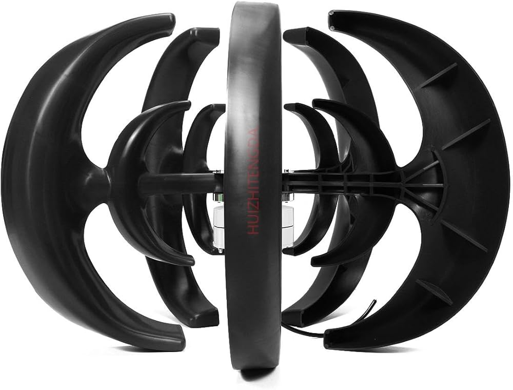 5000W Black Lantern Wind Turbine Generator, 5-Blade Low Start Up Speed Vertical Wind Turbine Generator 12V 24V 48V for Home Hybrids Streetlight (Black)