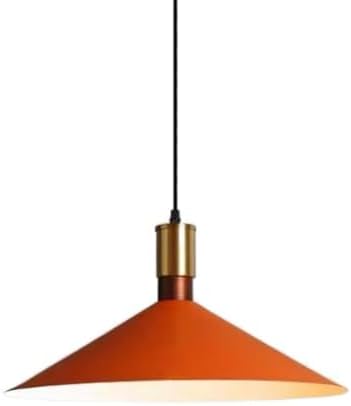 Simple Nordic Pendant Light Fixtures for Over Kitchen Island, Industrial Retro Metal Pendant Lighting for Dining Room Table, Single Vintage Farmhouse Hanging Lamp Ceiling Chandelier (Orange,16.5in)