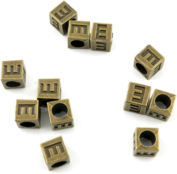 1180 Pieces Jewelry Making Charms Findings Antique Bronze Brass Fashion Jewellery Wholesale Supplies Pendant Lots Bulk Supply C9WT2 Alphabet E Cube Loose Beads