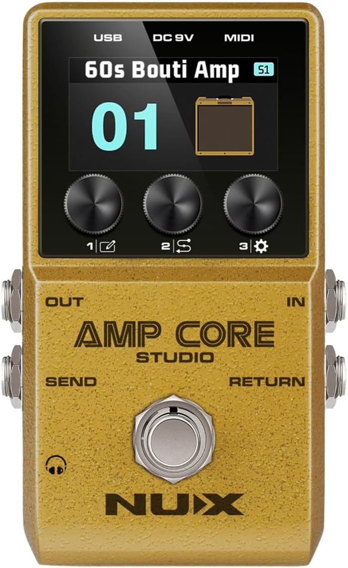 NUX Amp Core Studio Guiar Effect Pedal, IR CABINET with Classic Amp Sounds, 3 Scene Modes, HD Color LCD Screen, IR Pedal