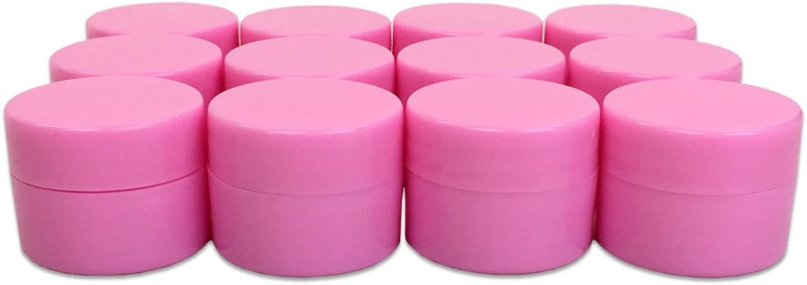 Beauticom® 300 Pieces 7G/7ML (0.25oz) PINK Sturdy Thick Double Wall Plastic Container Jar with Foam Lined Lid for Acrylic Powder, Rhinestones, Charms and Other Nail Accessories - BPA Free
