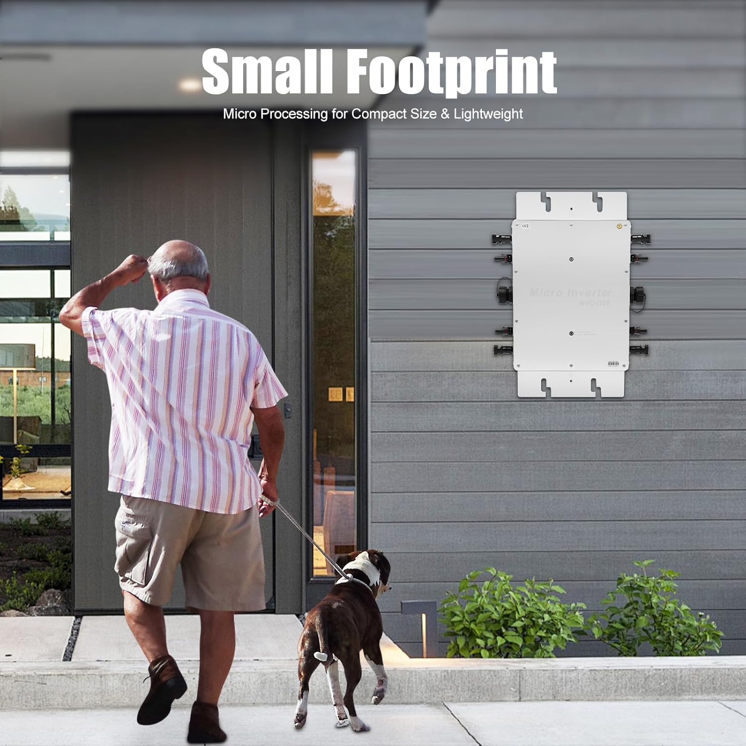 1200W Solar Grid Tie Micro Inverter, Waterproof IP65 Micro Inverter with AC Data Monitoring Display LCD Screen Pure Sine Wave Inverters for 30V/36V Solar Panels 8.27x14.72x1.57 inch