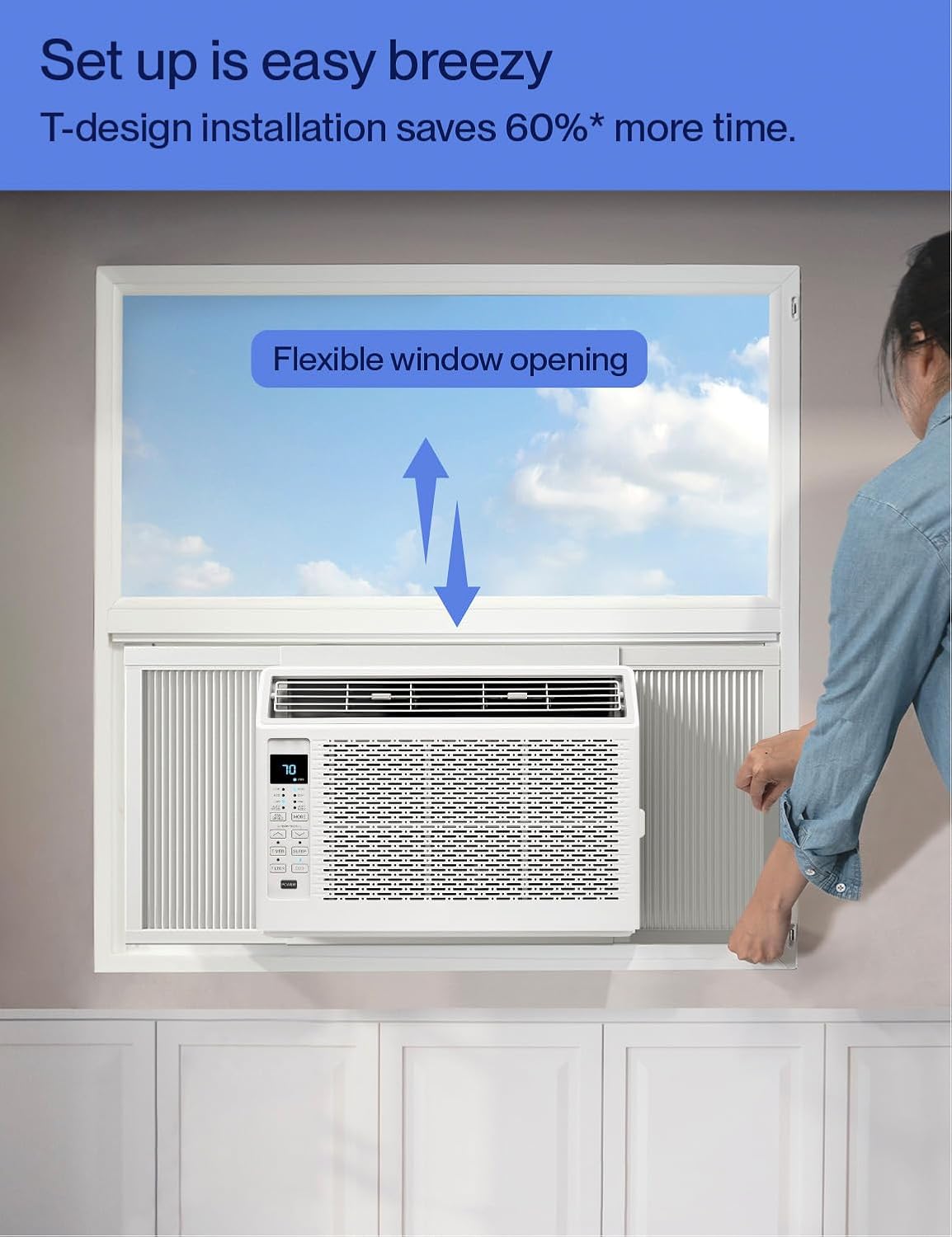 PURECLEAN 6,000 BTU Window Air Conditioner, Efficient Cooling for Small to Medium Rooms up to 250 Sq.Ft, Adjustable Airflow, Installation Kit Included