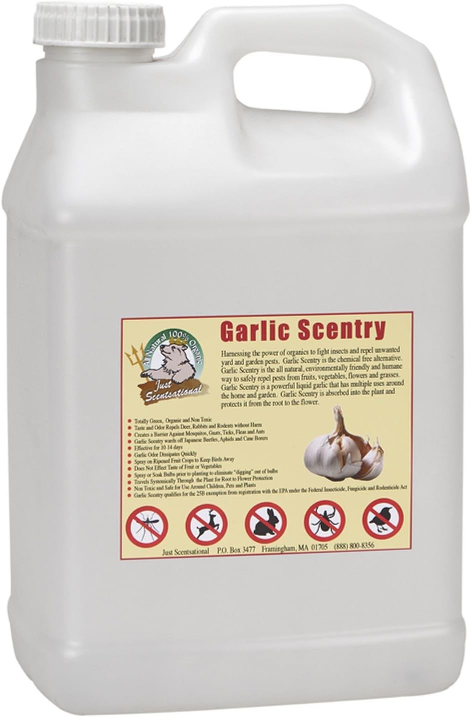 Just Scentsational Bare Ground Solutions GCS-2.5P All Natural Liquid Garlic Concentrate Barrier and Repellent, 320 oz (2.5 Gallons)