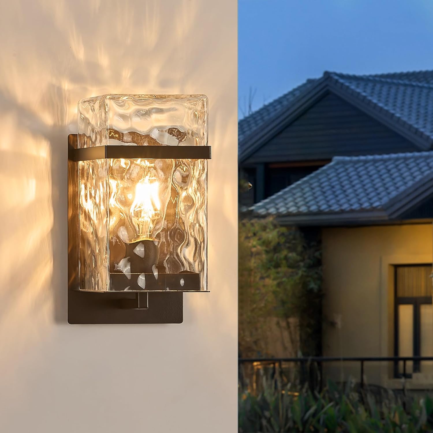 Brown Outdoor Wall Sconce, Waterproof Exterior Light Fixture with Glass Shade & E26 Socket, Porch Wall Mount Lighting,for Garage, Front Door, Patio