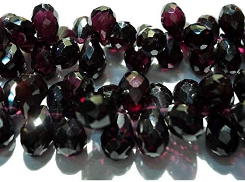 garnet beads, micro faceted, tear drop beads, briolette beads - 6x9mm each approx - 25 pieces