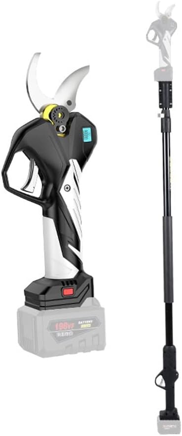 Electric Pruning Scissors Shears Cordless Electric Powered Garden Tree Branch 55mm Pruner Trimmer with Extension Pole Backup Rechargeable Lithium Battery for Gardening Brushless Motor