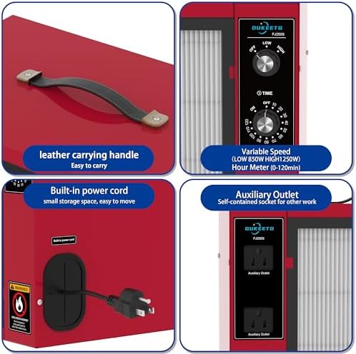 Portable 2 Stage Intake Air Filtration System - Tabletop Dust Collectors (850-1250CFM) for Woodworking, Air Filter with Strong Vortex Fan, Garage Works Shop Benchtop Dust Collection Systems