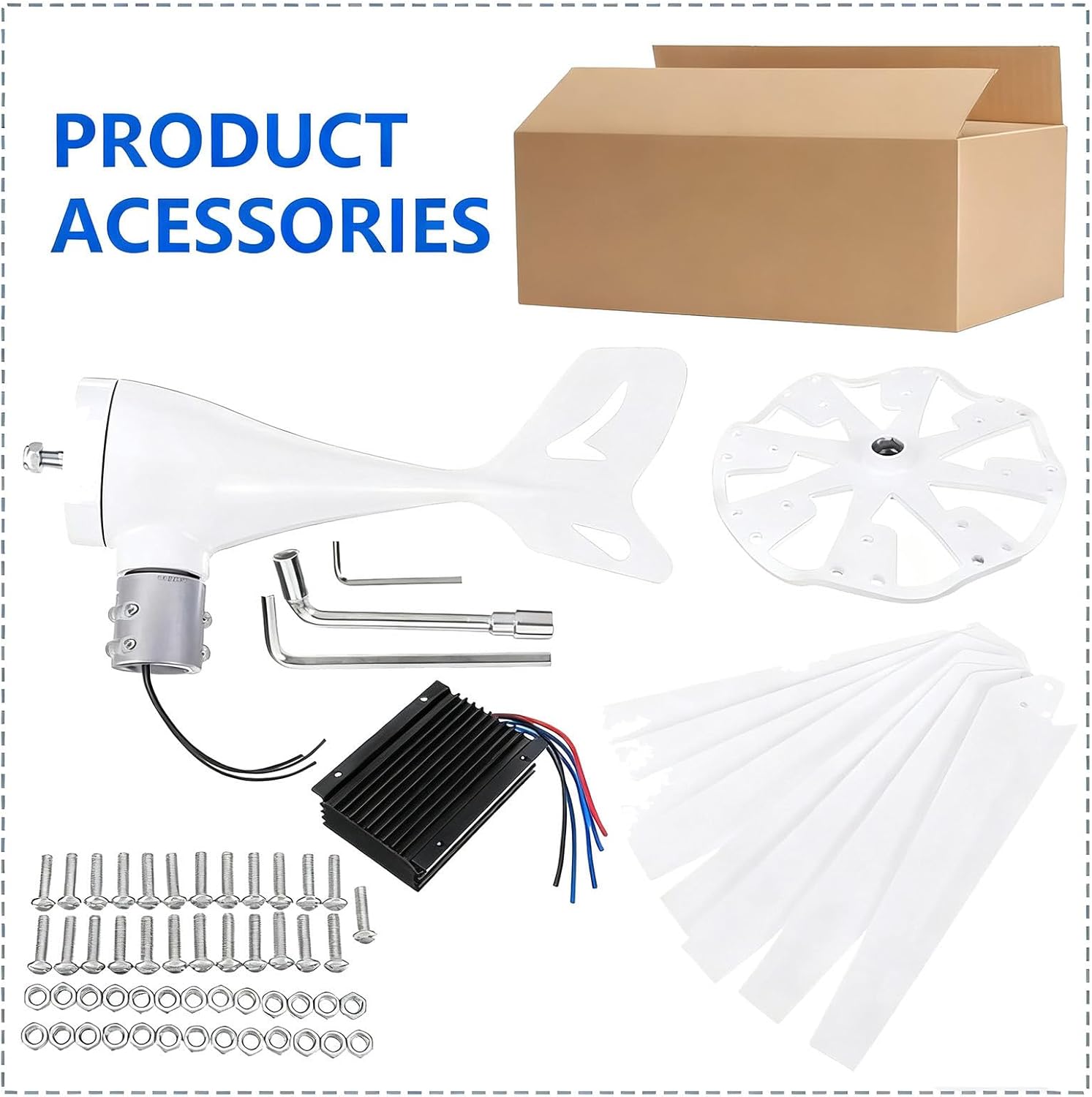 2000W Wind Turbine Generator Kit,8-Blade Wind Power Generator,12V 24V 48V 220V with Charge Controller,2m/s Start Wind Speed,with MPPT Controller,Suitable for Home,Farm,RV 12V