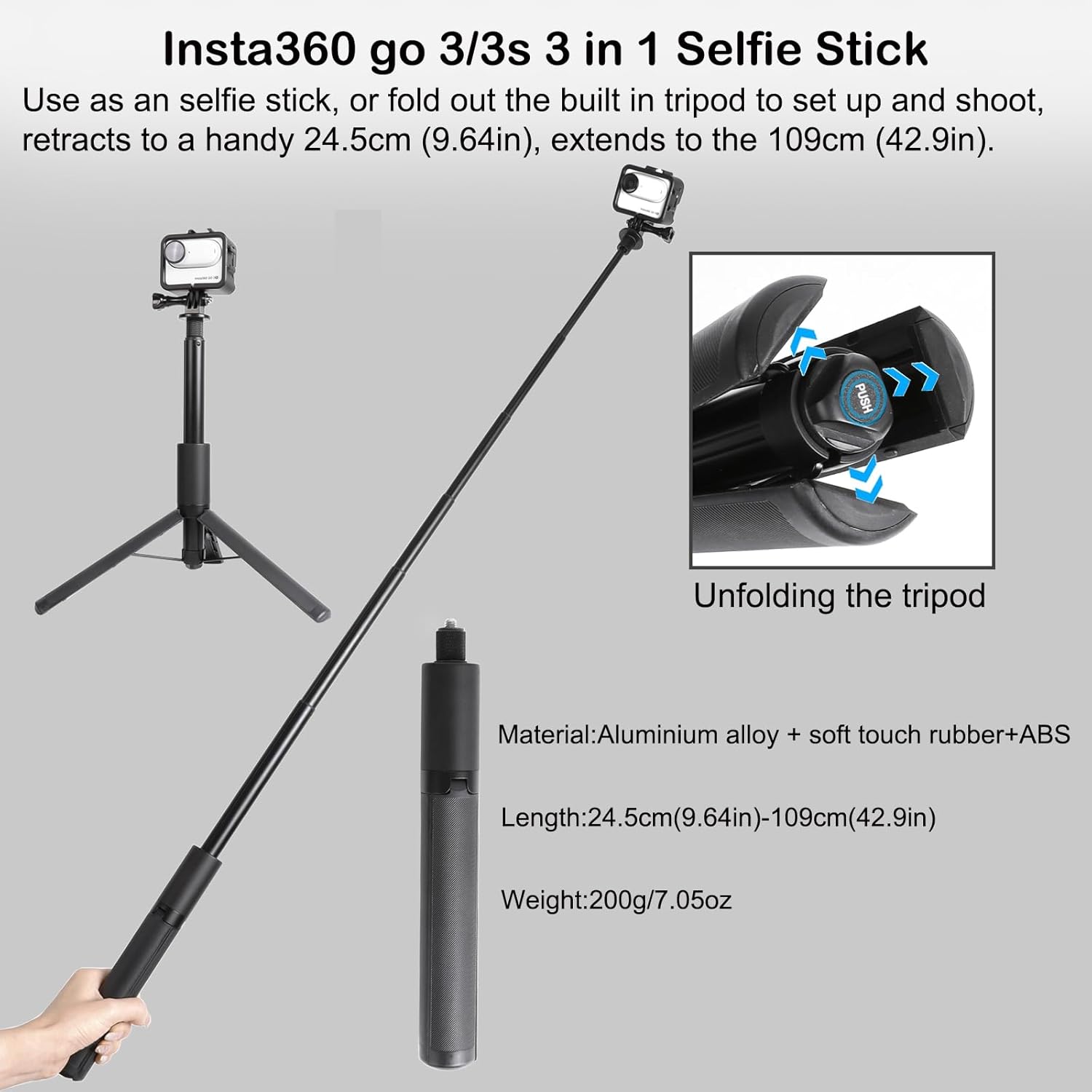 PellKing Accessories Kit for insta360 3/3S,Include Carrying Case with Handle,Selfie Stick,Chest Strap,Head Strap,Backpack Strap,Wrist Strap,Magnetic Mount,Handlebar Clamp,Screen Protector,and Other