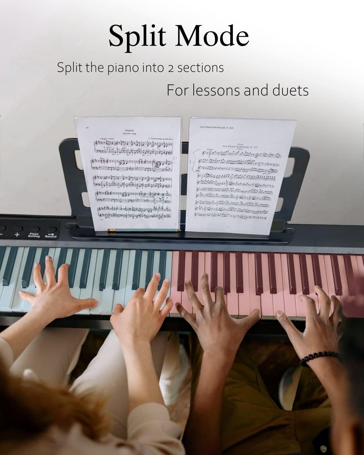 Longeye Piano Keyboard 88 Keys Set, Portable Digital Piano with Double-X Stand, Adjustable Keyboard Bench, Carrying Case, Sustain Pedal, Key Stickers, Music Rest, Headphones Black