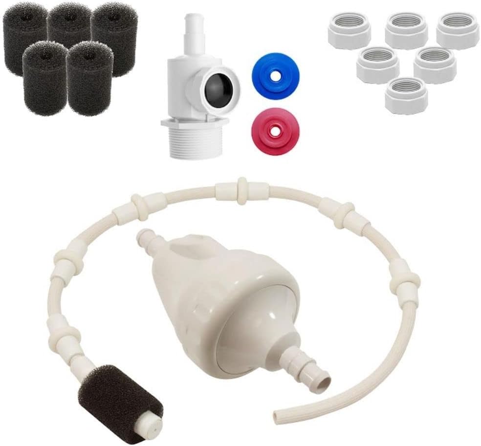 DPM Heavy-Duty Replacement Backup Valve Quick Connection and Sweep Kit for Polaris 180 280 380 480 Pressure Side Pool Cleaner | 1 Backup Valve, 6 Hose Nut, 1 UWF Connector, 5 Scrubbers and 1 Hose Kit