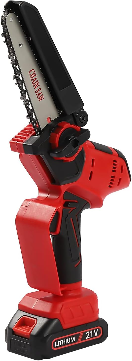 One-Hand Handheld Electric Compact Portable Chainsaw Rechargeable Battery Powered, for Tree Trimming and Branch Pruning Wood Cutting