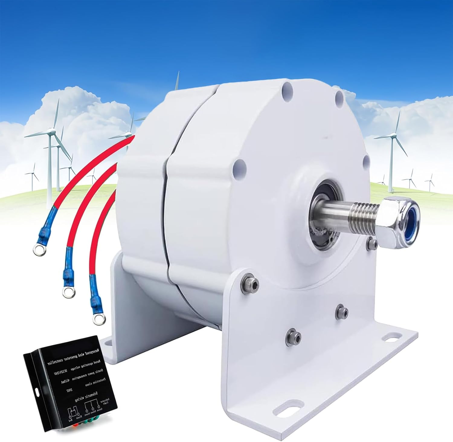 12000W Low RPM Gearless Permanent Magnet Generator - 3 Phase 12V/24V/48V AC Alternator for Water & Wind Turbines with Built-in Rectifier - High Efficiency Renewable Energy Solution