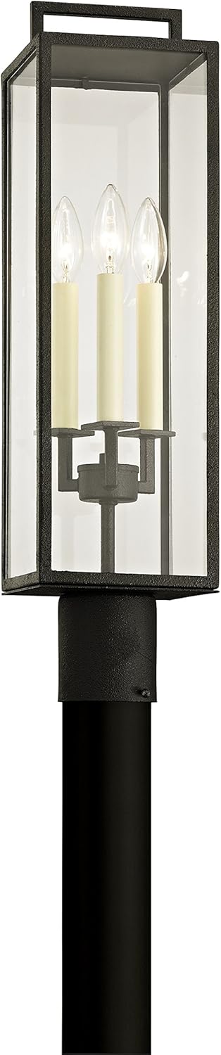 Troy Lighting P6385 Beckham-3 Light Outdoor Post Lantern-6 Inches Wide by 23.75 Inches High, Finish Color: Forged Iron
