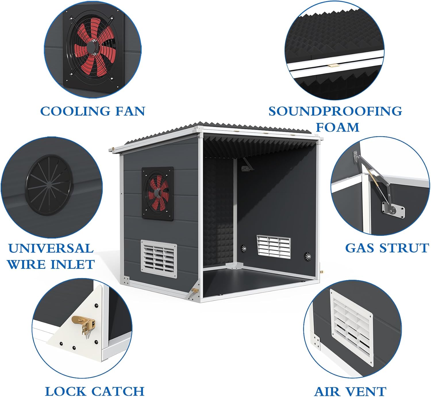 GDLF Generator Shed, Outdoor Generator Box with Cooling Fan, Weatherproof & Soundproof Insulation Quiet Box for Portable Power Source