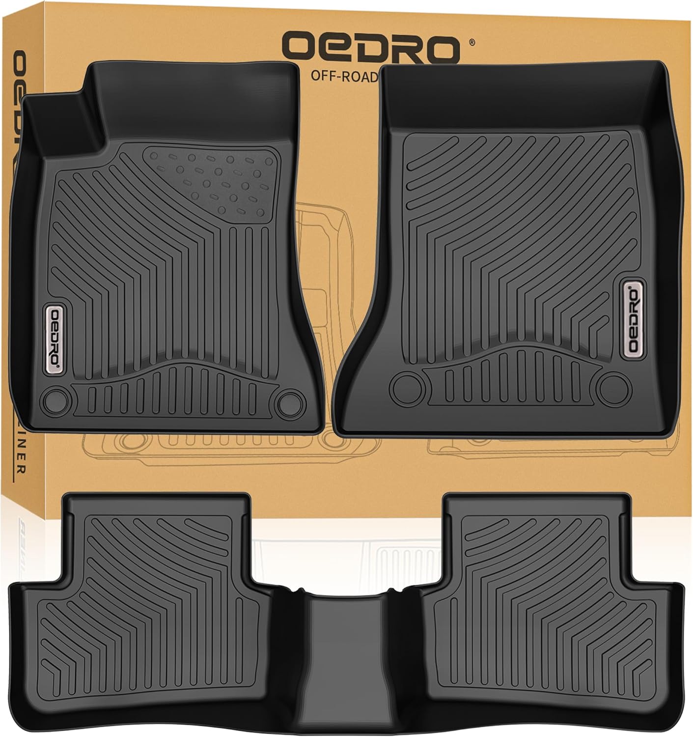 OEDRO Floor Mats Fit for 2014-2019 Mercedes Benz CLA-Class/2015-2020 GLA-Class, TPE All Weather Custom Fit Floor Liners for CLA250/GLA250 4Matic&Base Accessories, 1st and 2nd Row Car Mats Set, Black