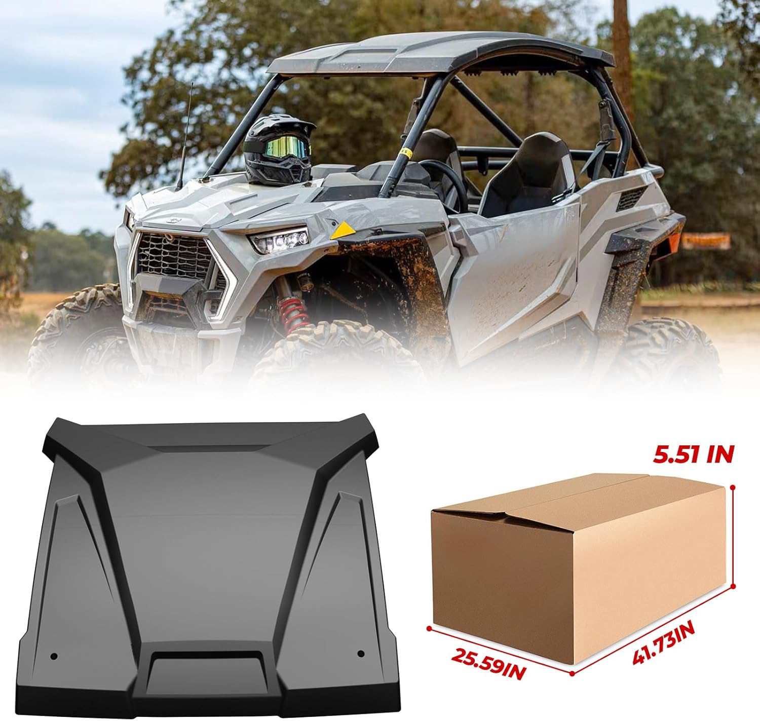 Roof Top for Polaris RZR Trail, Dustproof Coat Lock & High Density Poly 2-Piece Combination Roof for Polaris RZR Trail S 900 1000 Ultimate/Premium/Sport 2021-2024 Accessories(2PCS, 2884729)