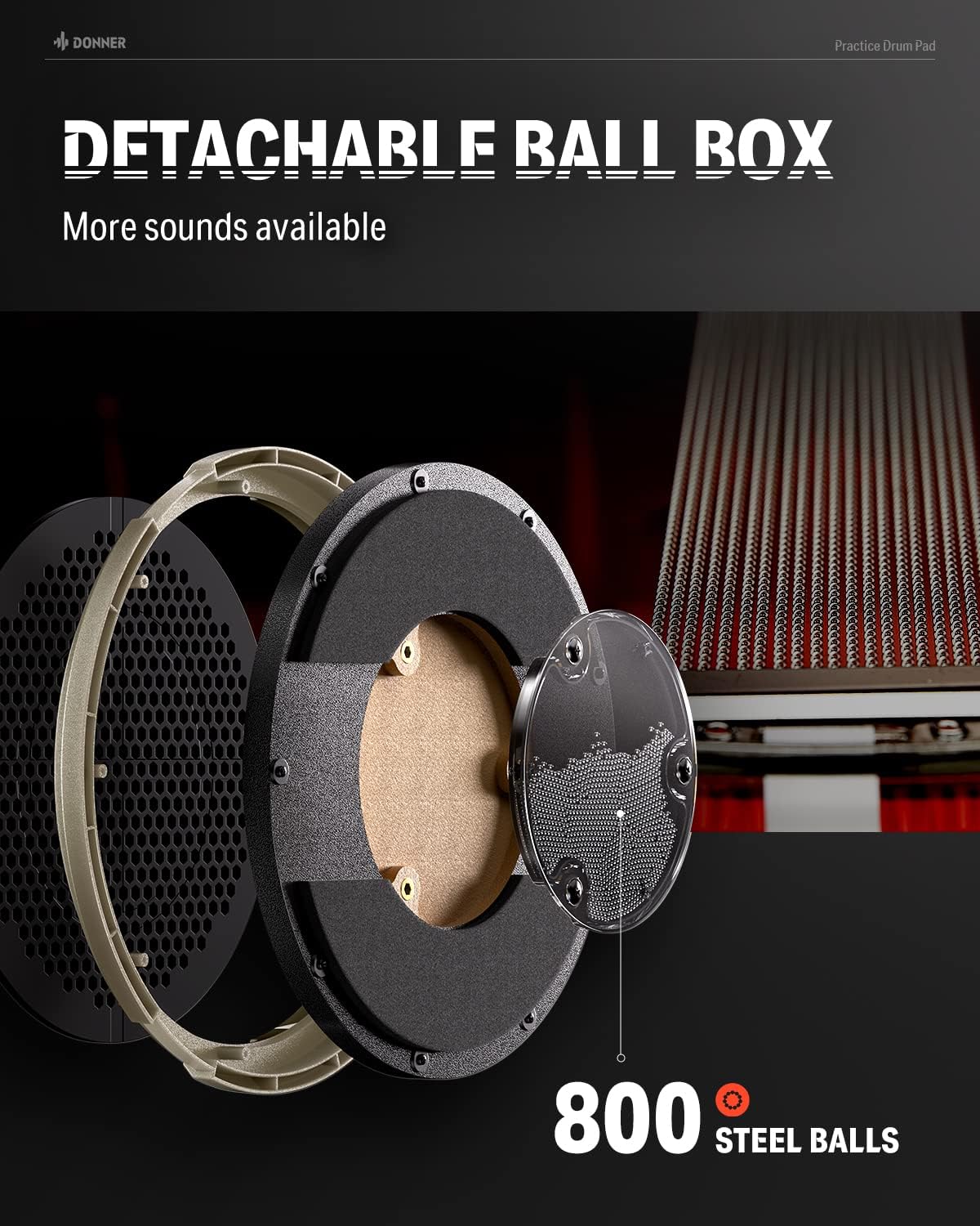 Donner Drum Practice Pad & Stand Kit with 12'' Silent Marching Pad, Drumsticks, Backpack - Adjustable Fits 10''-14'' Drums (White)