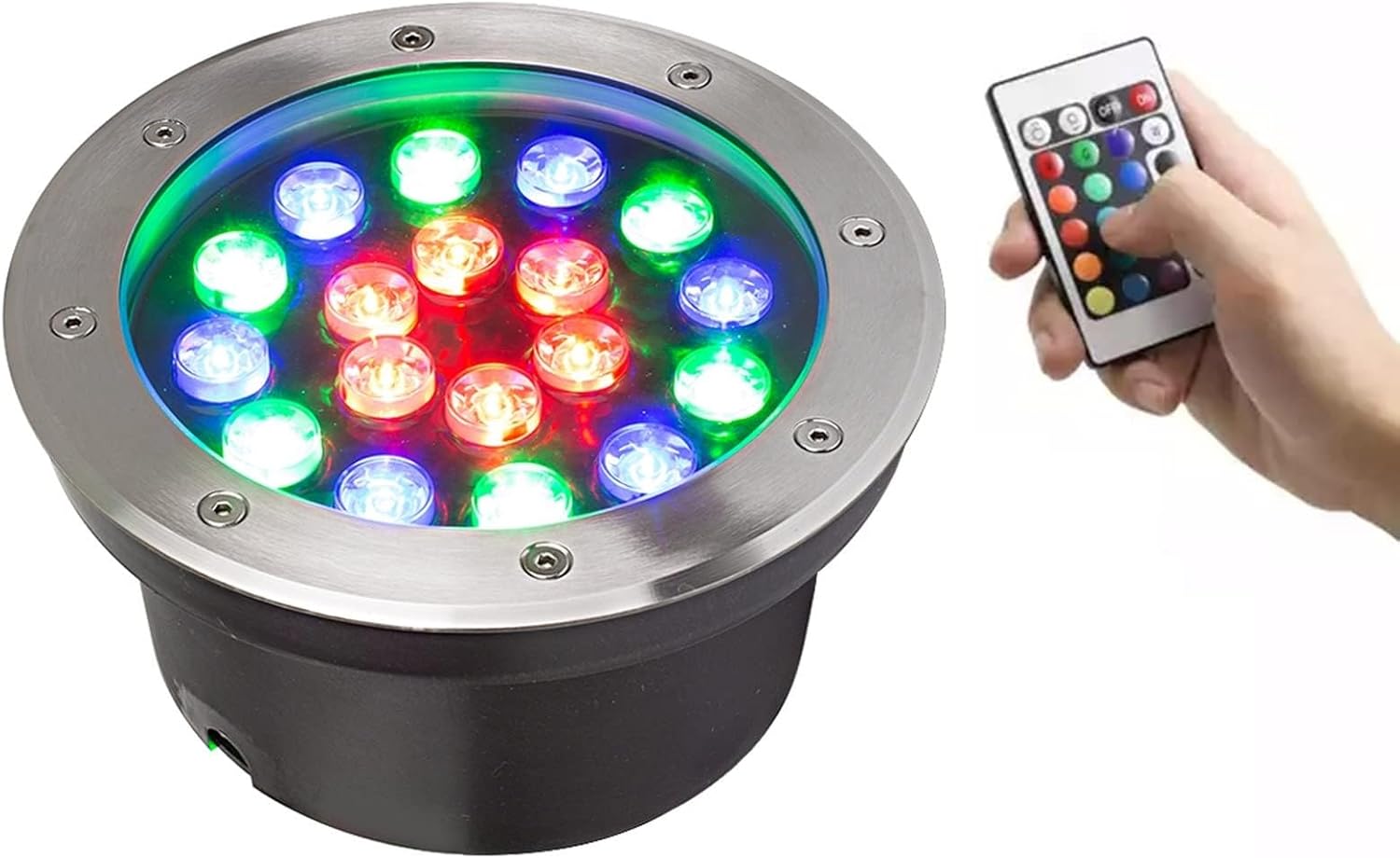 RGB Color Changing LED In-Ground Spotlight - IP67 Waterproof Outdoor Recessed Spotlight, Landscape Accent Lights for Garden, Pathway, Yard & Architectural Decoration(AC24V,36W)