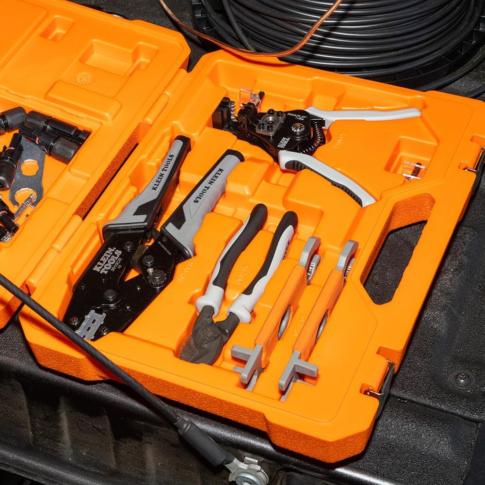 Klein Tools 92919SEP Solar Tool Set with Cutter, Stripper, Crimper, Wrenches and PV Connectors for Solar Panel Cable Assembly and Installation