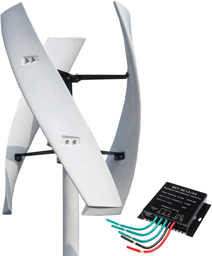 10A-40A No Noise Vertical Axis Wind Turbine Generator, 10000W Windmill Magnetic Levitation Wind Turbine with MPPT Controller for Home Street Lighting(White)