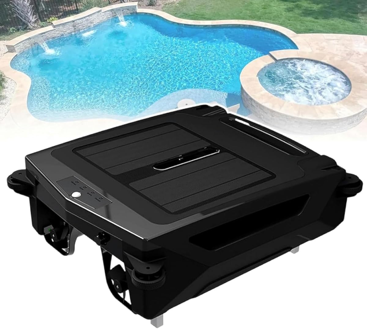 Automatic Pool Skimmer Cleaner Robot,Pool Cleaner Robot,Solar Pool Skimmer Basket Cleaner Robotic with Automatic Obstacle Avoidance Dual Charging Options,80㎡ 450um,for Home Use
