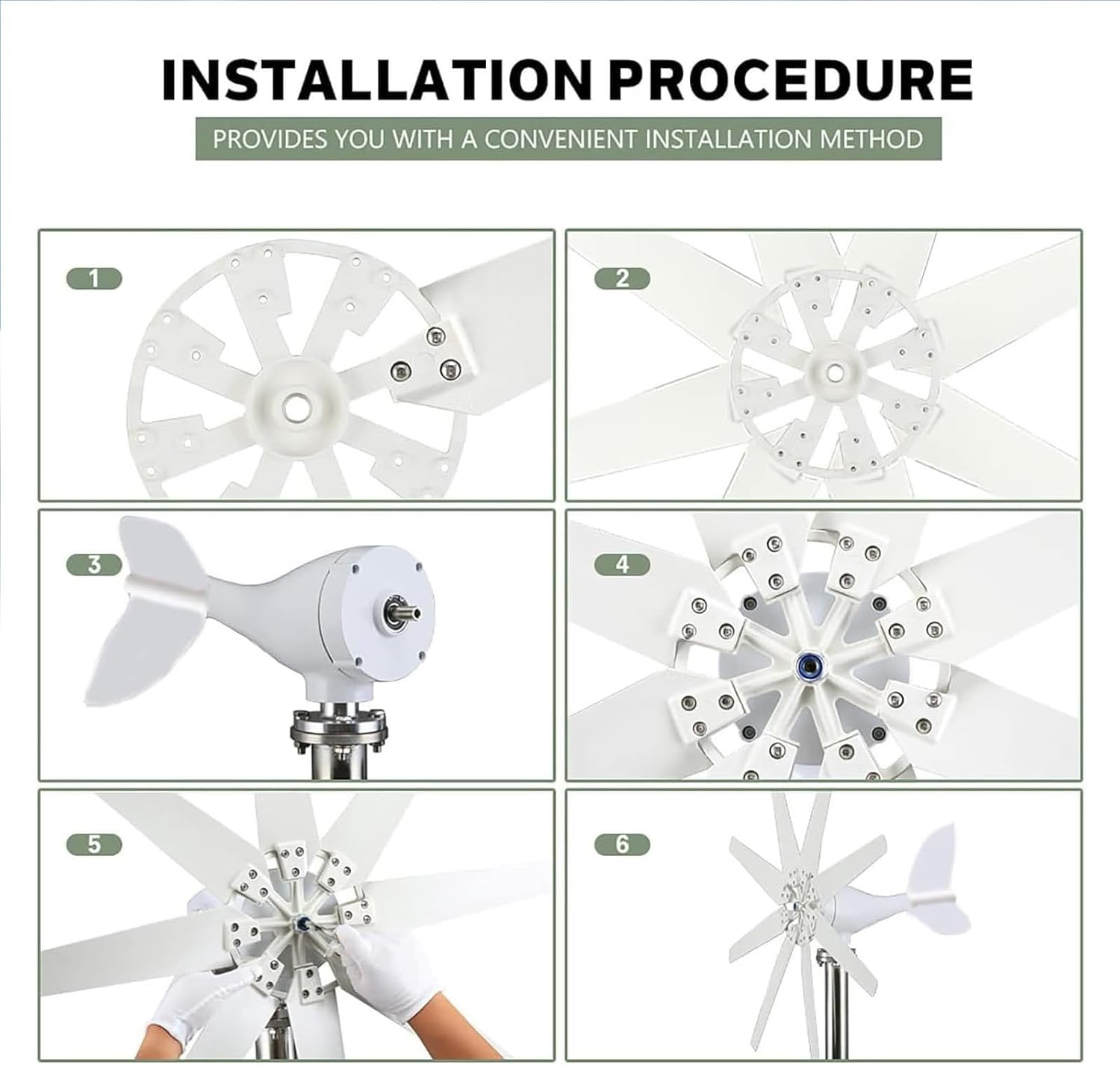 48V Small Wind Turbine Generator Kit for Home & Farm, Outdoor Wind Power System with Charge Controller, 12V/24V/48V, Eco-Friendly Renewable Energy Solution, Efficient Power Generation