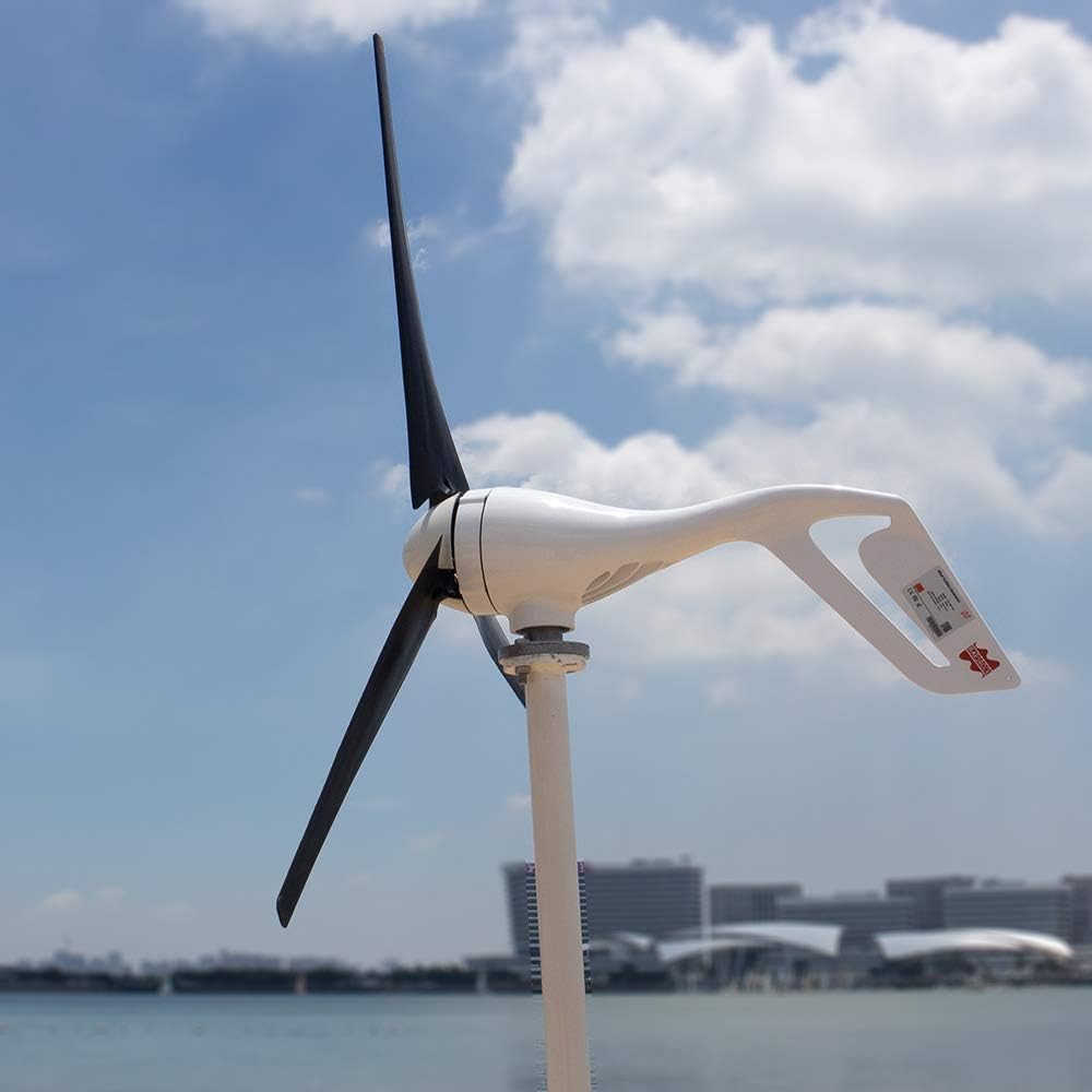 Light and Powerful Small Three Colors 3 Blade 400W Wind Turbine Generator Kit AC 12V/24V with Windmill Generator Controller for Home Use (12V-Black)