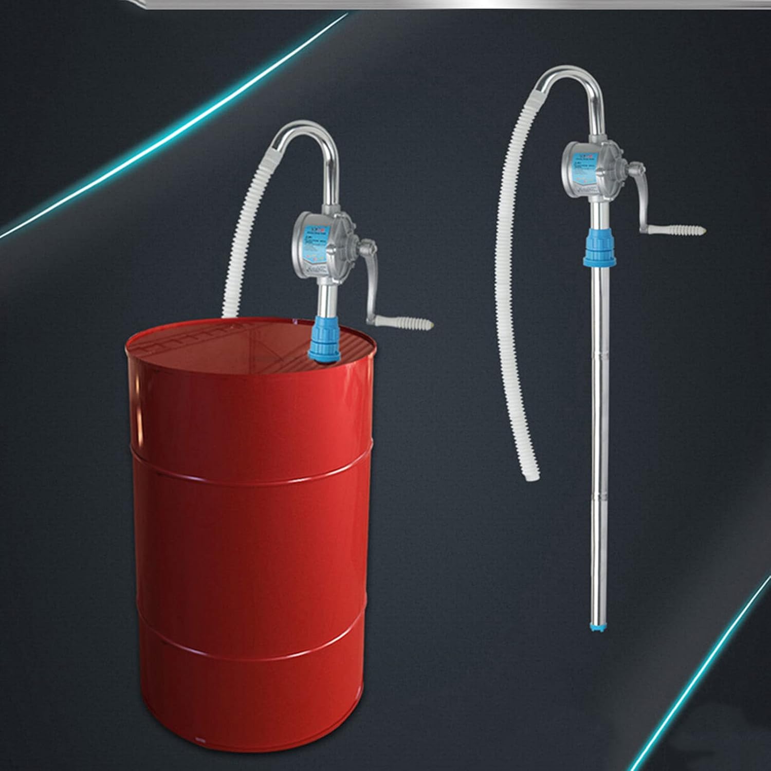 Hand Tool Hand Crank Oil Pump, Aluminum Alloy Oil Absorber, Oil Drum Pump, Good Sealing Performance, Heavy-Duty Rotary Drum Pump, Manual Liquid conveying Drum Pump, Chemical Resistance