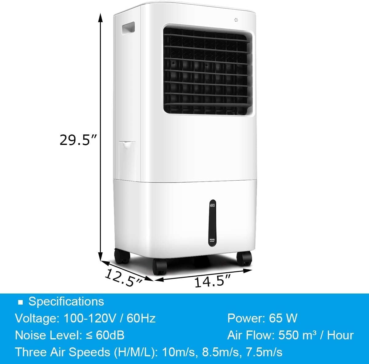 ARLIME Evaporative Air Cooler, Portable Air Conditioner w/20L Water Tank and 2 Ice Packs, 4 Wind Speeds, 3 Modes, 7.5H Timer, Portable Swamp Cooler for Room Home Office