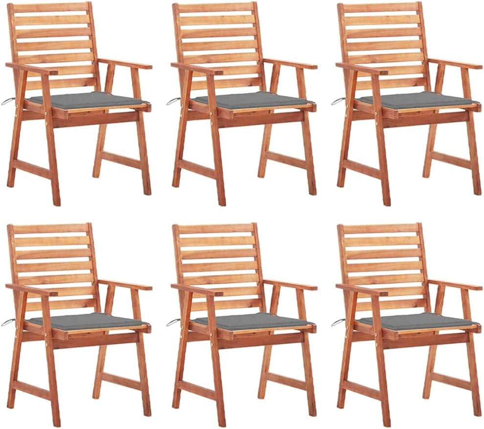 Patio Dining Chairs 6 pcs with Cushions Solid Acacia Wood,Elegant Wooden Dining Chair Set with Cushions for Enhanced Outdoor Relaxation Outdoor Furniture, Outdoor Chairs