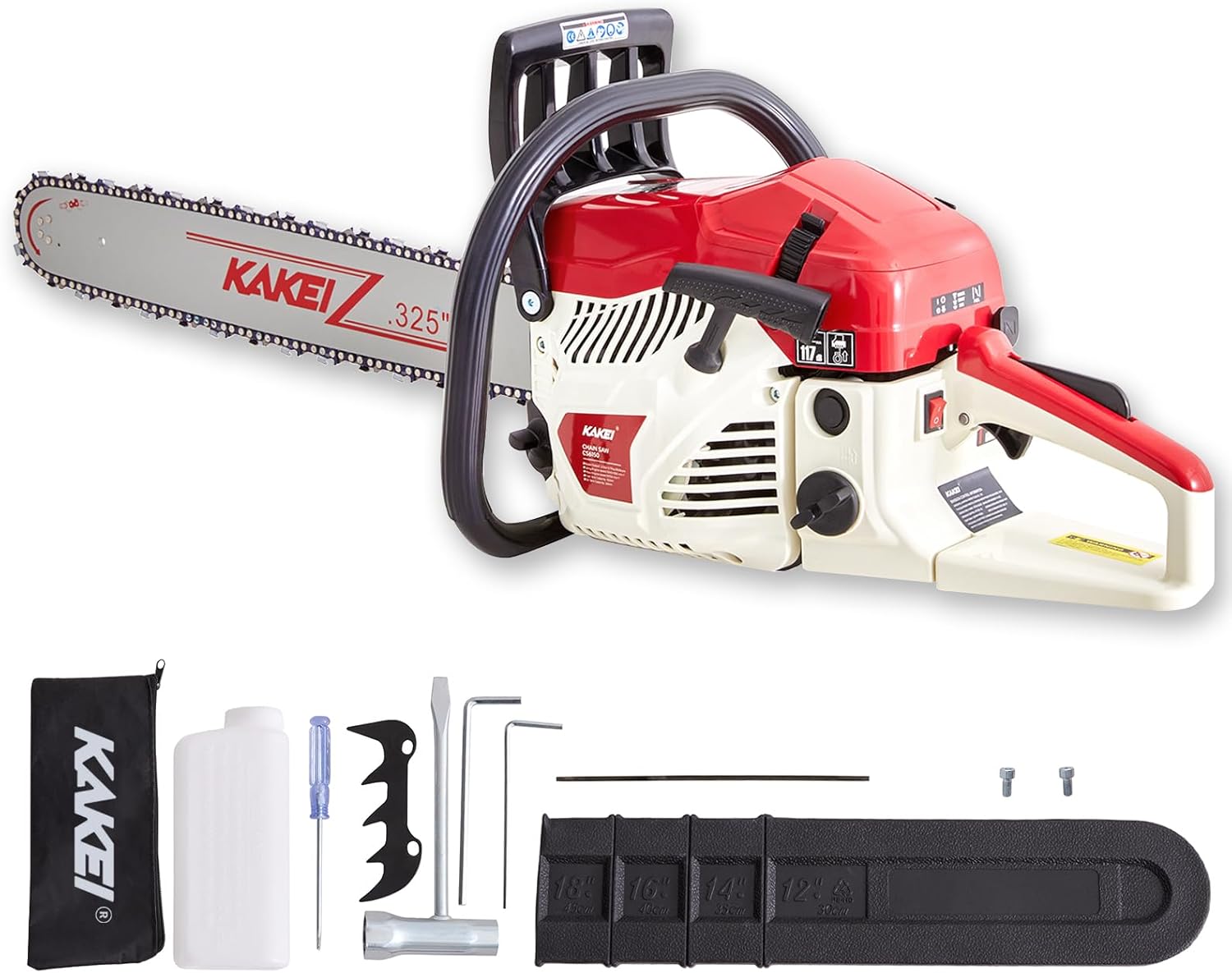 KAKEI 62CC 22-Inch Gas Chainsaw, 3.8HP 2-Stroke Engine, Easy Start, Germany-Steel Chain & Precision Bar, Gas Powered Chainsaw for Tree Cutting, Firewood and Logging