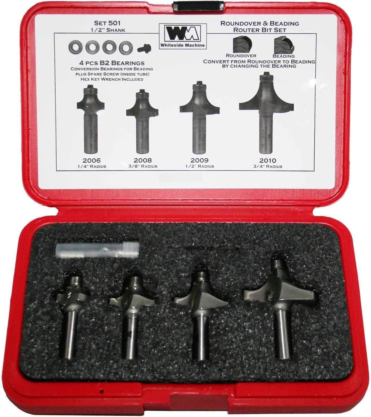 Whiteside Router Bits 501 Round Over and Beading Set with 1/2-Inch Shank