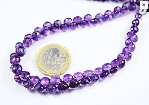 13 inch natural beads strand of 6mm faceted drop purple amethyst gemstone briolletes beads for DIY jewelry - necklace, bracelet, earring, ring.
