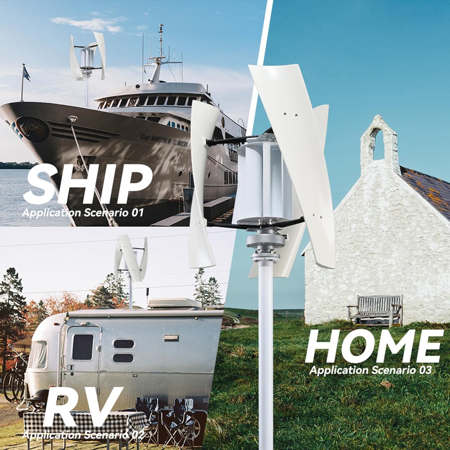 3000W Wind Turbine Generator,12/24/48/220V Adjustable 3-Blade Wind Power Generator with MPPT Controller,Suitable for Home,Farm,RVs,Boats 48V