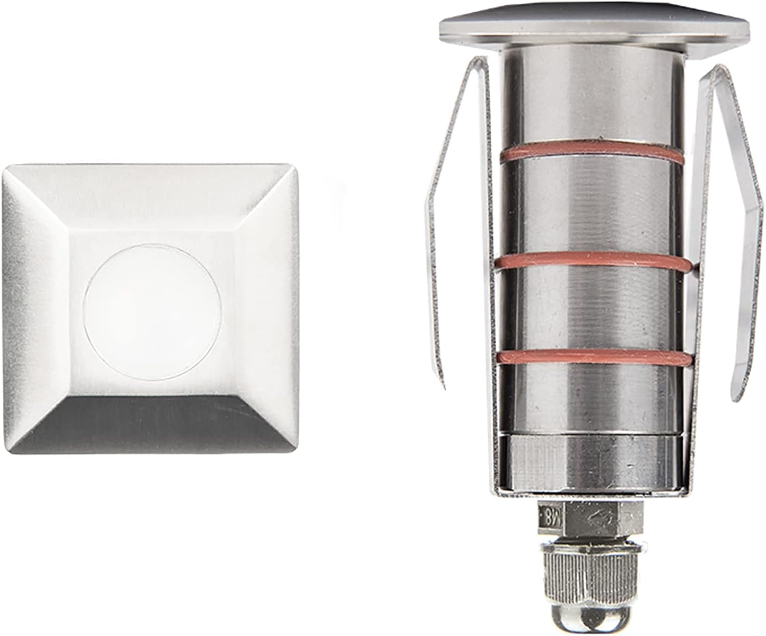 WAC Landscape Lighting, LED 1in 12V Square Beveled Top Inground Indicator Light 2700K in Stainless Steel