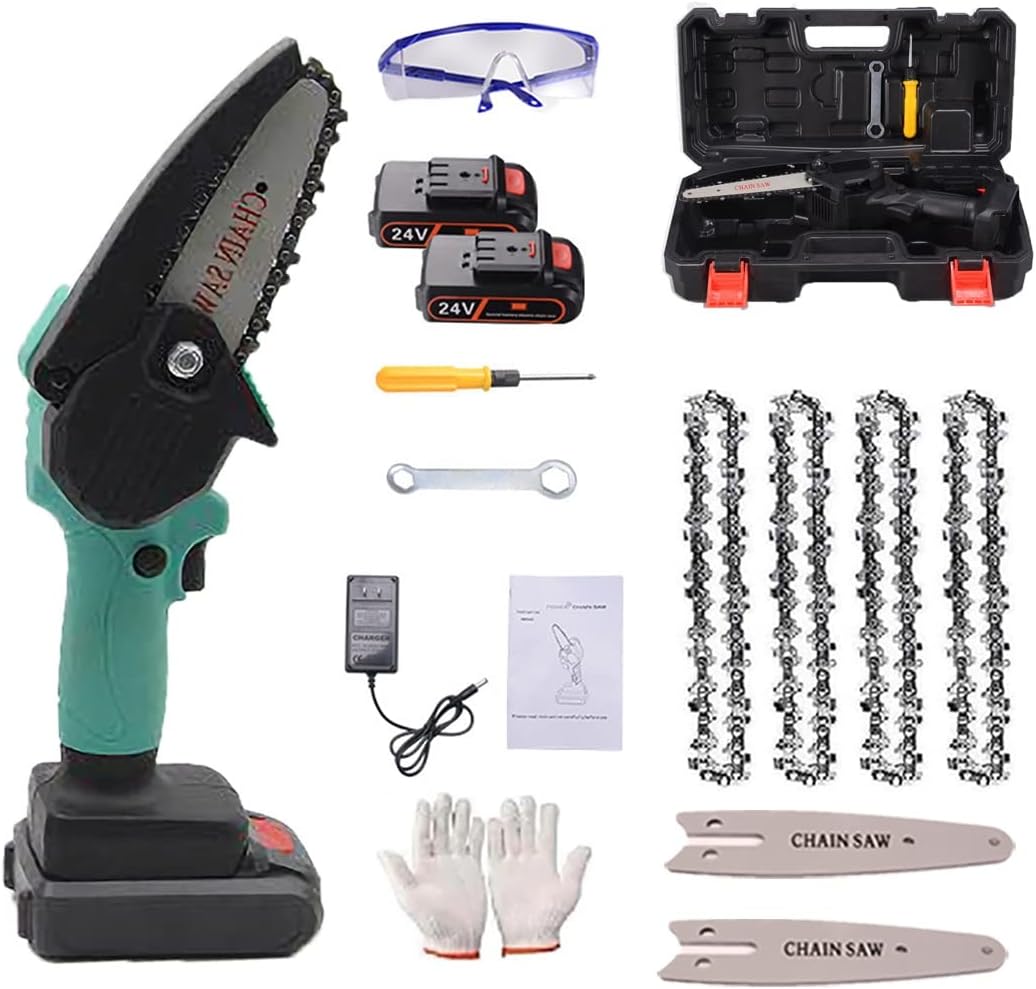 Mini Chainsaw, Cordless Chainsaw,Portable One-Handed Rechargeable Electric Chainsaw,4-Inch Battery Powered Cordless Chainsaw, for Tree Trimming Branch Wood Cutting