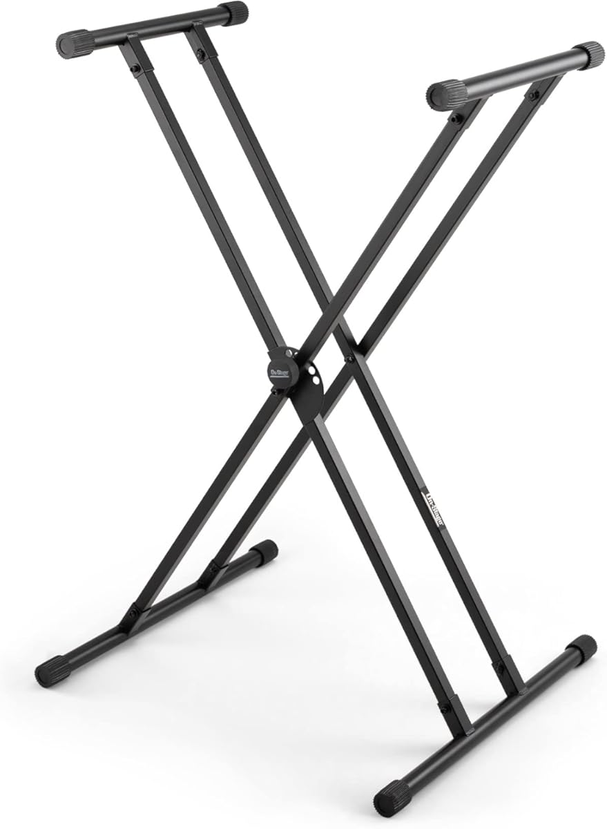 On-Stage KS8191XX Double-X Bullet Nose Keyboard Stand with Lok-Tight Construction (for Keyboards, Synths, Organs, and Electric Pianos, 200 lb Capacity, Folding, Portable, Adjustable, Metal, Black)