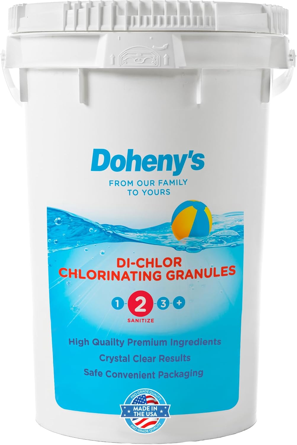 Doheny's Di-Chlor Granular Chlorine | Pro-Grade 3-in-1 Pool Sanitizer, Shock & Algaecide | Fast-Dissolving, Calcium-Free, No Residue | 99.5% Sodium Dichlor with 56% Stabilized Chlorine | 50lb Bucket