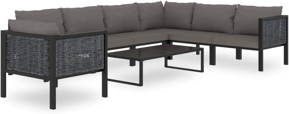 Furniture Sets 8 Piece Patio Lounge Set with Cushions Poly Rattan Anthracite,Lightweight Construction facilitates Effortless repositioning. Garden Conversation Sets