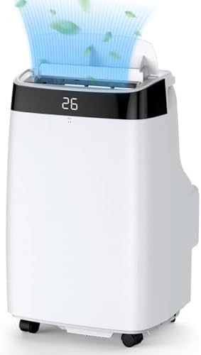 10000 BTUs Portable Air Conditioner, Floor AC Unit Cools Up to 500 Sq. Ft, Multifunctional Air Conditioner with 2 Wind Speed, Remote & Timer, for Office/Home