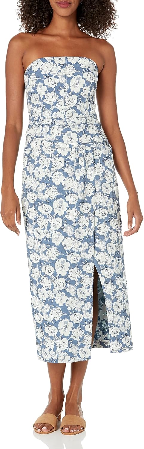 Shoshanna Womens Jolanda Strapless Jacqaurd Midi Dress