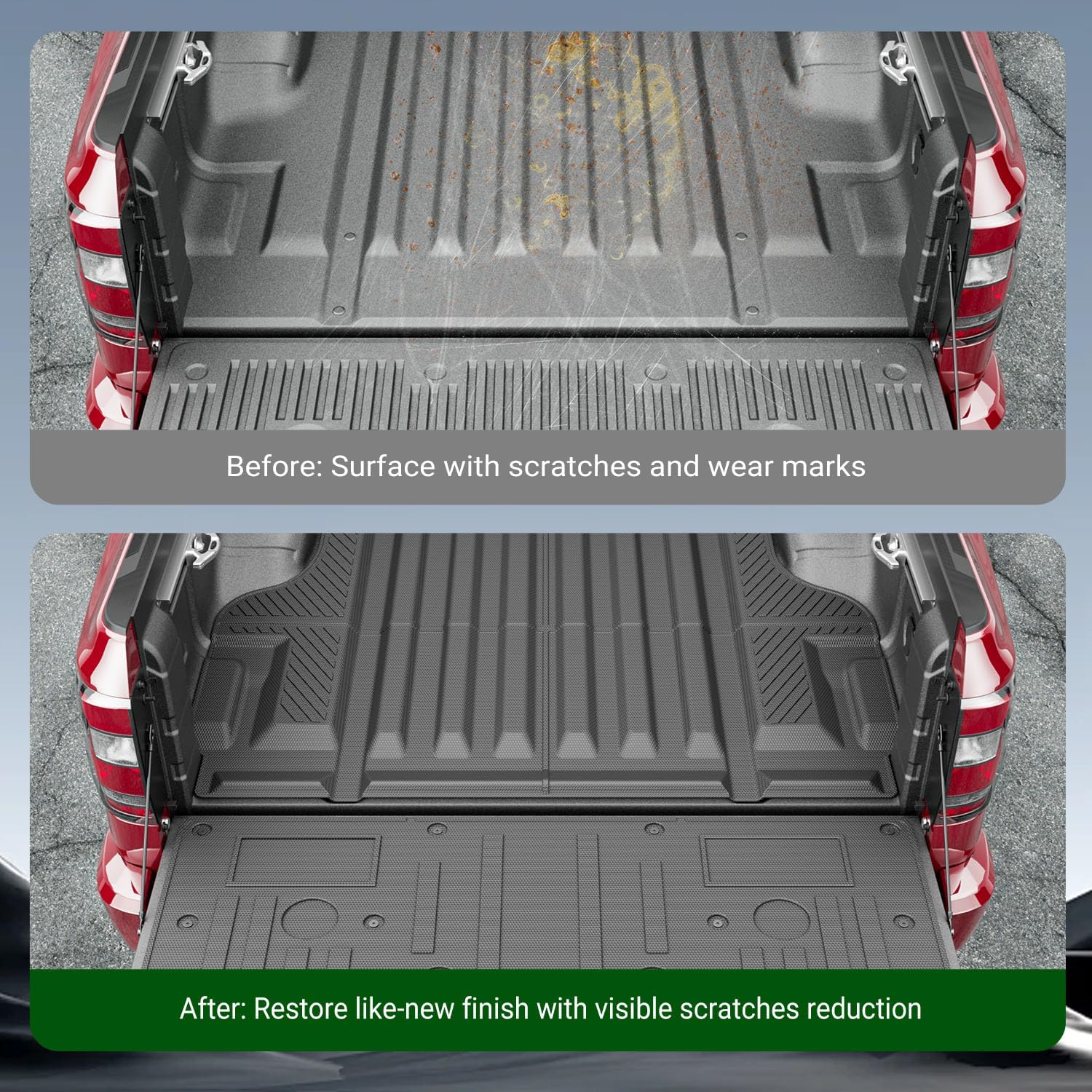 Truck Mat Tailgate Mat Compatible with 2022-2026 Nissan Frontier TPE Truck Liner Replacement for 2022 2023 2024 2025 2026 Nissan Frontier Accessories (Circle Style Tailgate Mat+Truck Mat)