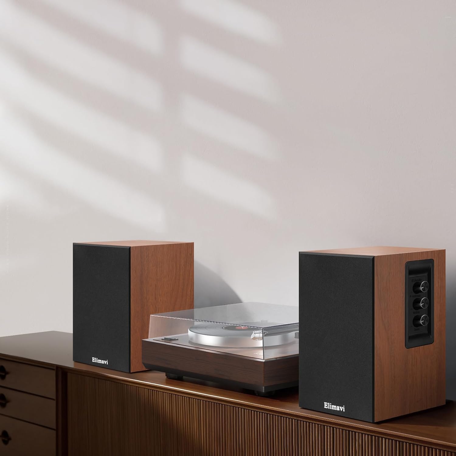 Powered Bookshelf Speakers, 40W X 2 Record Player Speakers with 4 Inch Woofer and a 1